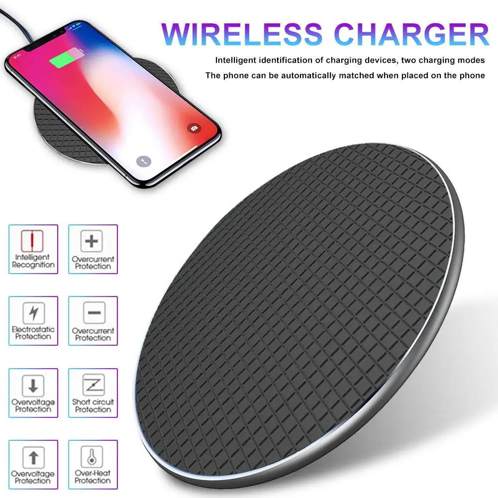 

10W QC Desktop Round Fast Wireless Charger for iPhone 8P XR Xiaomi 9 Samsung Huawei Mobile Phone Fast Charger