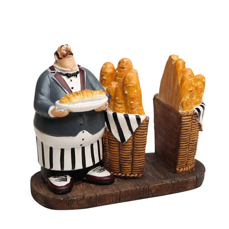 

Modern Chef Figurine Resin Crafts Ornaments Hotel Restaurant Tissue Box Cook Bread Figurines Bakery Cake Shop Chef Decorations
