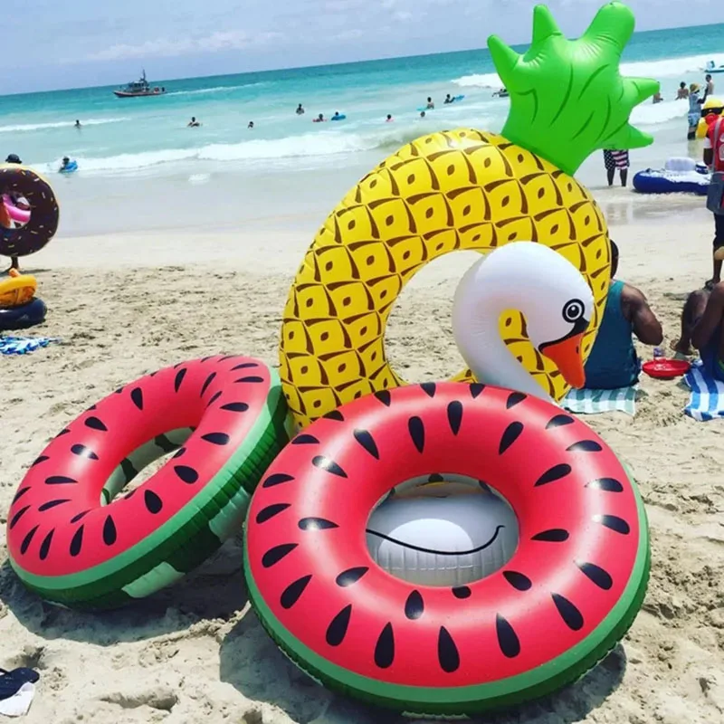 

Inflatable Pineapple Watermelon Large Swimming Ring Summer Fun Hawaii Pool Beach Party Decoration Float Toys Kids Adult Lifebuoy