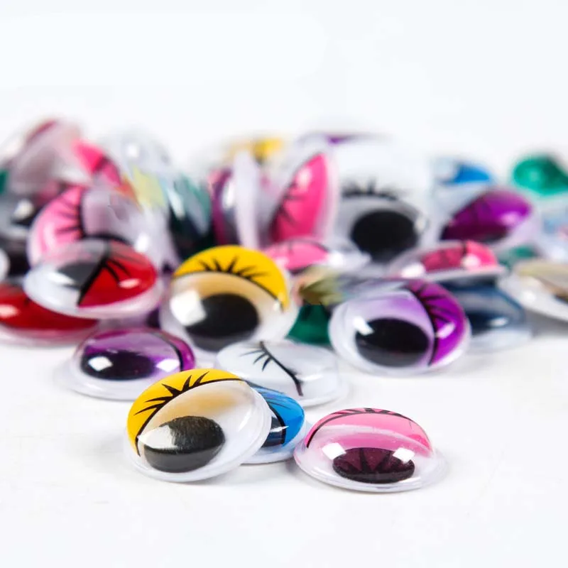

100pcs/bag 10mm/18mm color eyes Pastic eyelash wiggle eye Googly Eye Without self adhesive colorful Movable Eye