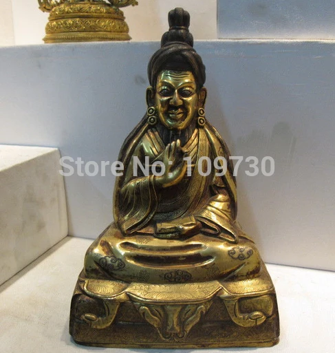 

002847 11"Tibet Lhasa Bronze 24K Gold Jie Bu dong tang Avert Earthquake Buddha Statue