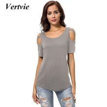 Женская футболка Vertvie, сексуальный о-вырез, открытые летние спортивные топы, женские футболки с коротким рукавом для фитнеса, женские летние футболки для йоги