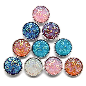 

10pcs/lot Mixed 18mm Flower Resin Snap Button Press Buttons Snaps Charms Fit Snap Bracelets DIY Jewelry ZD061