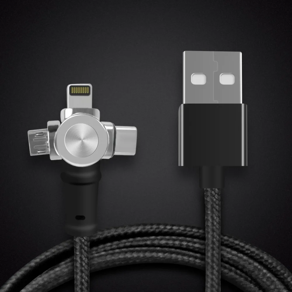 Sinstar Быстрая зарядка Магнитный кабель 180 градусов type C Micro USB для Iphone для Android type C кабель