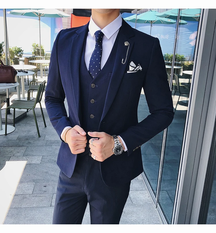 Куртка+ брюки+ жилет) новые мужские костюмы деловой костюм для стройных мужчин костюм свадебный классический мужской деловые костюмы черный смокинг для мужчин