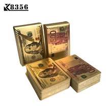 K8356 Gold Foil Playing Cards Poker Pards Gold Pokerstars A Deck Scrub Resistant Frosting Poker Dollar Euro  Dragon Style