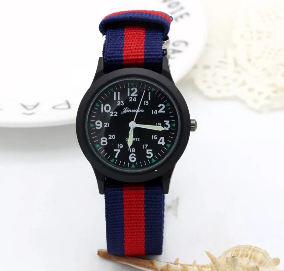 

New arrived boy fashion sports colorful nylon casual child gift clock kids Luminous pointer quartz watch girls casual watch