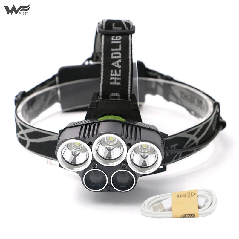 

Headlamps Headlights outdoor riding hunting night fishing 5LED aluminum alloy usb charging T6 glare long-range 5 lights