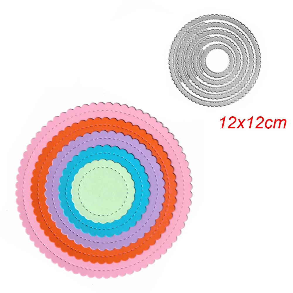 

5pcs Round Shape Metal Cutting Dies Stencil for DIY Scrapbook Paper Album Greeting Cards Gift Decoration Mold Lace Edge Die Cuts