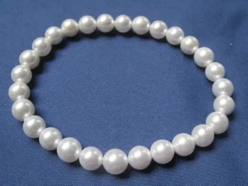 

free shippinbg 06553 bracelet white mother-of-pearl round beads stretch