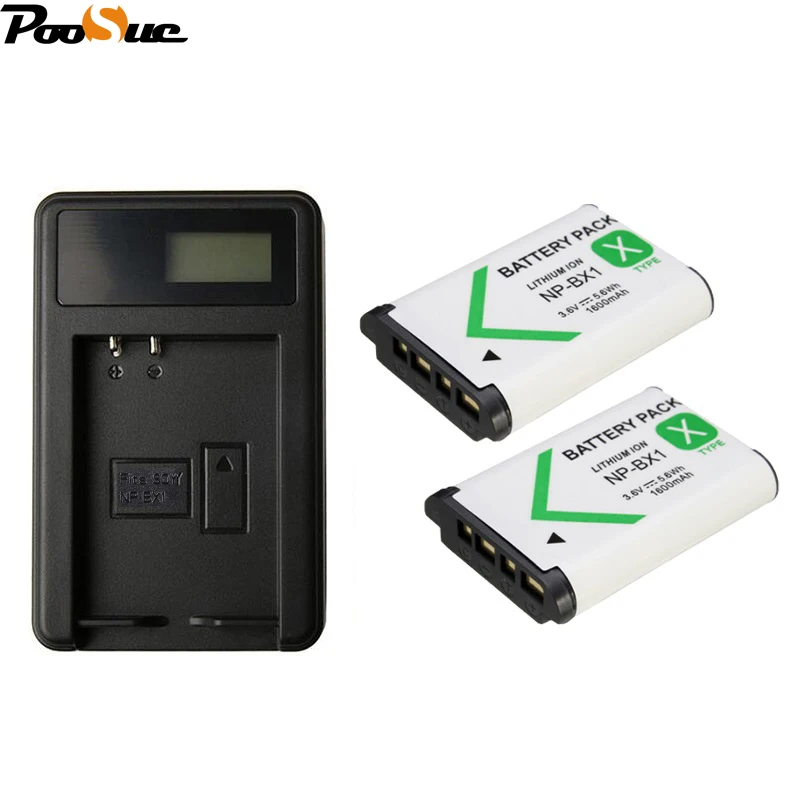 2* NP BX1 battery NP BX1 For SONY Camera +LCD bateria charger for sony