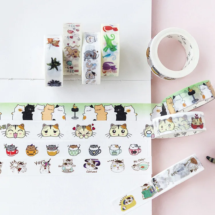 

1.5 cm Wide Lovely Cat Meow Backyard Washi Tape DIY Scrapbooking Sticker Label Masking Tape School Office Supply