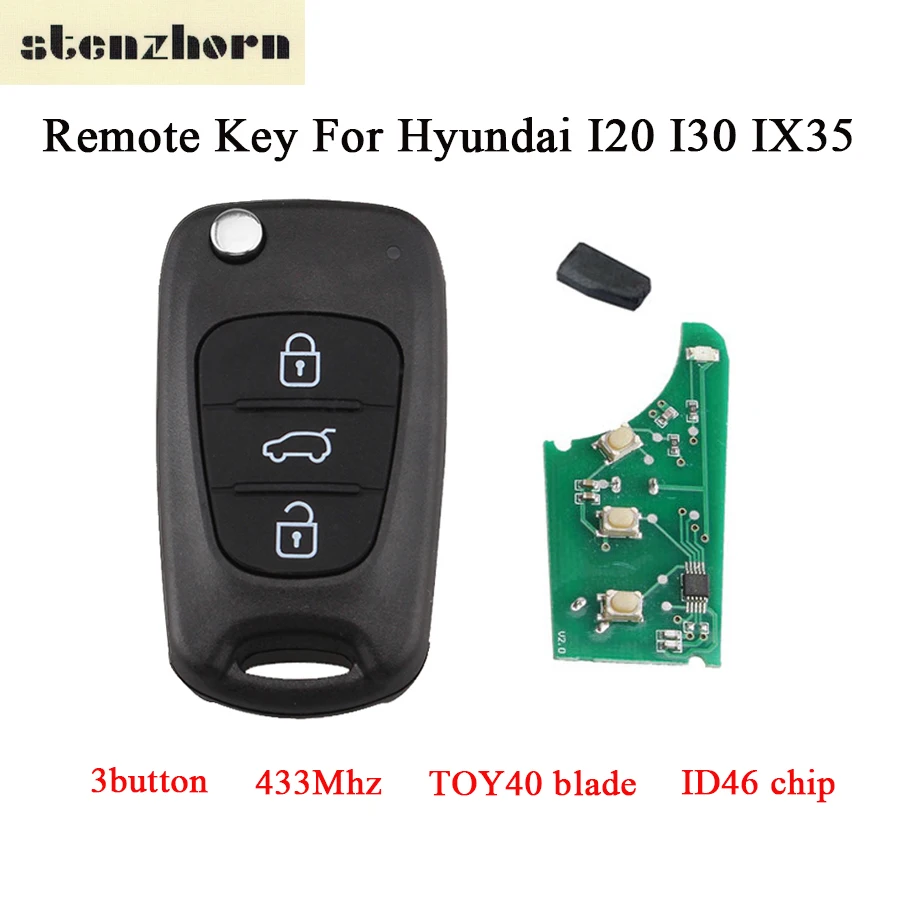 Stenzhorn полные флип 433 МГц удаленного ввода ключа для hyundai i20 i30 ix35 с TOY40 лезвие + ID46 чип