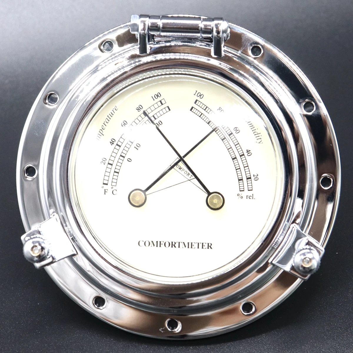 

High Quality Thermo-hygrometer Gold Chrome Roman Retro Temperature Humidity Meter Car Boat Caravan Motormen Yacht Dedicated