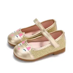 Весенне-осенняя Корейская маленькая обувь принцессы с кошачьими головками для маленьких девочек; милая кожаная детская обувь; цвет