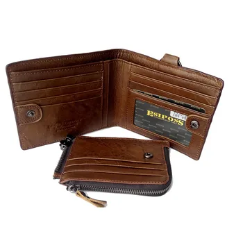 

Famous Brand design Men Wallets Bifold Purse Genuine Leather Wallet Card Holder Male Walet money bag Key Hook Clip Coin purse
