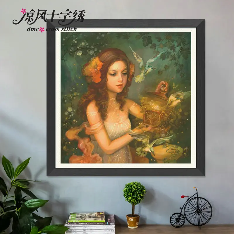 Open the spring treasure box Набор для вышивки крестиком картина животных собака холст ткань