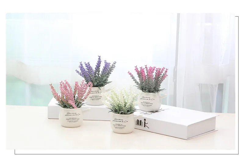 Европейская керамическая ваза фиолетовая лаванда с белыми розовыми искусственными цветами настольная домашняя садовая декоративная ваза домашний декор