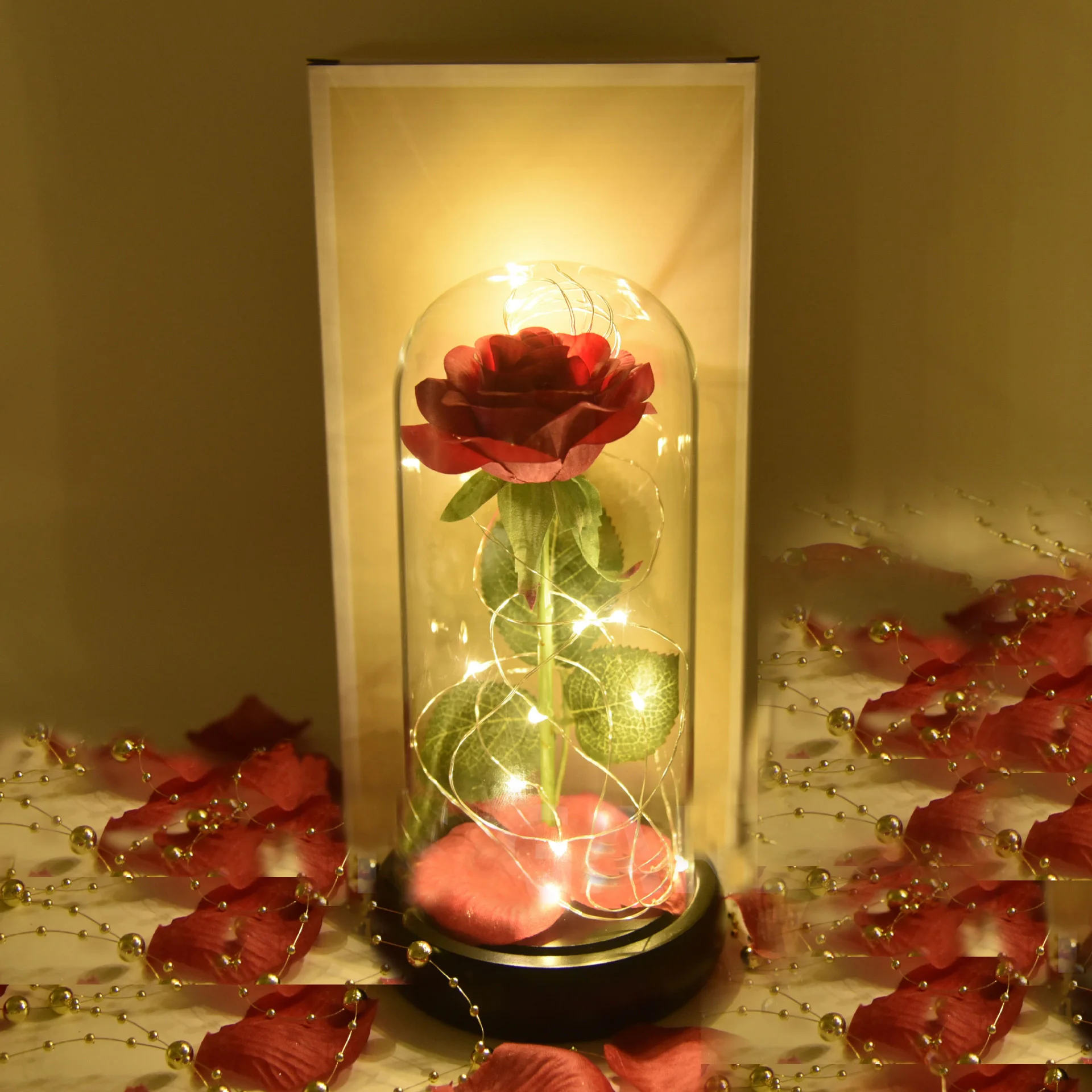 

IVYSHION LED Rose Table Lamp Bottle Desk Light Battery Powered Romantic Valentine's Day Birthday Gift Home Decor for Lover