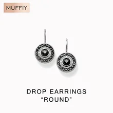 Negro Pendientes De La Ronda, Thomas Estilo Rebelde de Corazón Buena Joyería Para Las Mujeres, 2015 Ts Regalo En 925, Super Ofertas