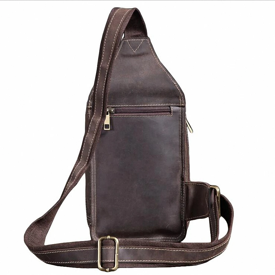 Männer Brust Pack Einzigen Schultergurt Zurück Taschen Echt Leder Reise Männer Umhängetaschen Vintage Echtem Leder Brust Tasche LI-2160