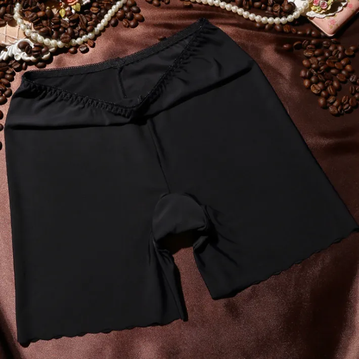 Сексуальные женские мягкие хлопковые бесшовные безопасные короткие штаны, летние качественные шорты под юбку, Модальные шелковые Дышащие Короткие колготки, Новинка - Color: Black