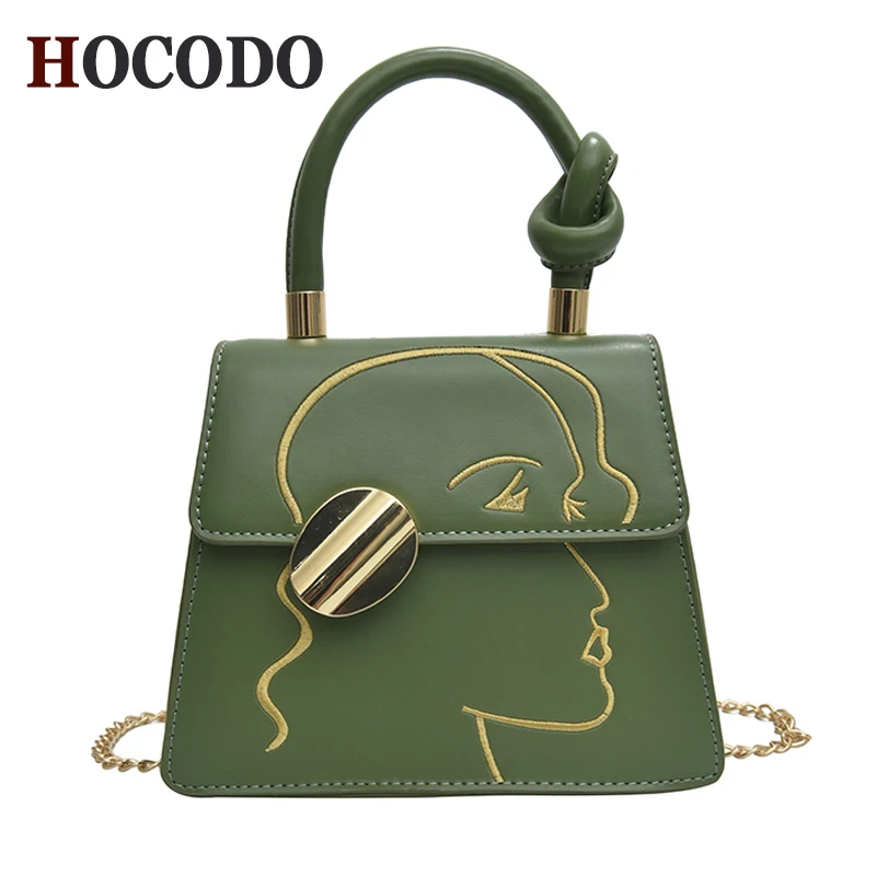 HOCODO, модная трендовая женская сумка, маленькая сумка через плечо на цепочке, Сумка с клапаном, граффити, из искусственной кожи, женские сумки-мессенджеры