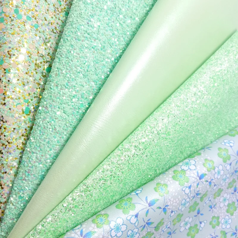 

1PC 21X29CM MINT Chunky Glitter leather and PU Leather For Making Bows and Other Accessories 3S24C