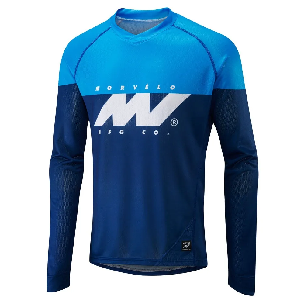 Мужская футболка с длинным рукавом Morvelo синяя для мотокросса MTB DH MX Джерси горного
