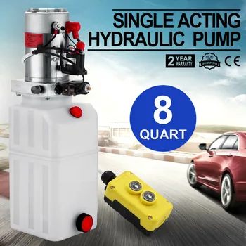 

8 Quart Car Lift Hydraulic plastic Pump Power Supply Unit Single Acting for Dump Trailer 12V