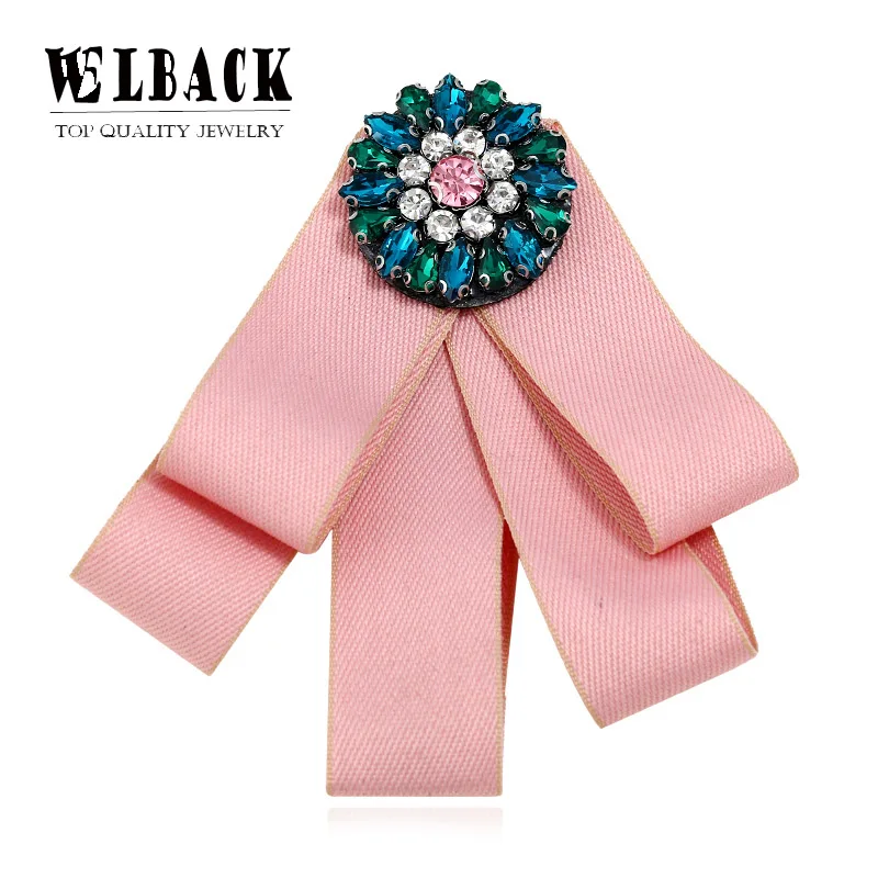 

2018 New Crystal Women Brooches Pins Canvas Fabric Bowknot Tie Necktie Corsage Brooch for Women Clothing Dress Accessories