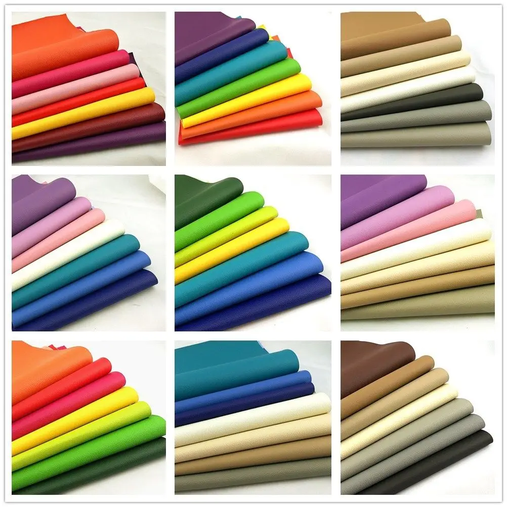 7PCS Rainbow Litchi Pattern PU Leatherette Fabric Faux Leather For Sewing Bag Clothing Sofa Car DIY Material 20X30CM Sheets