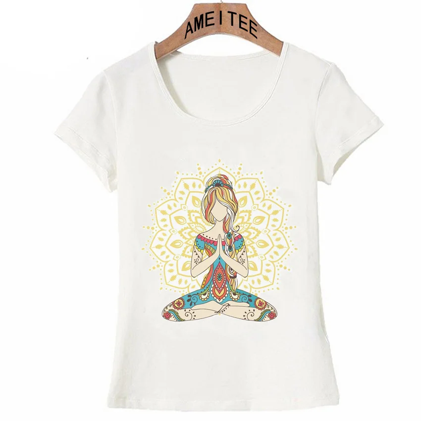 

Summer Women short sleeve Yo ga Chakras Mindfulness Meditation Zen No To hell T-Shirt Soft fabric Casual Tees Girl Tops