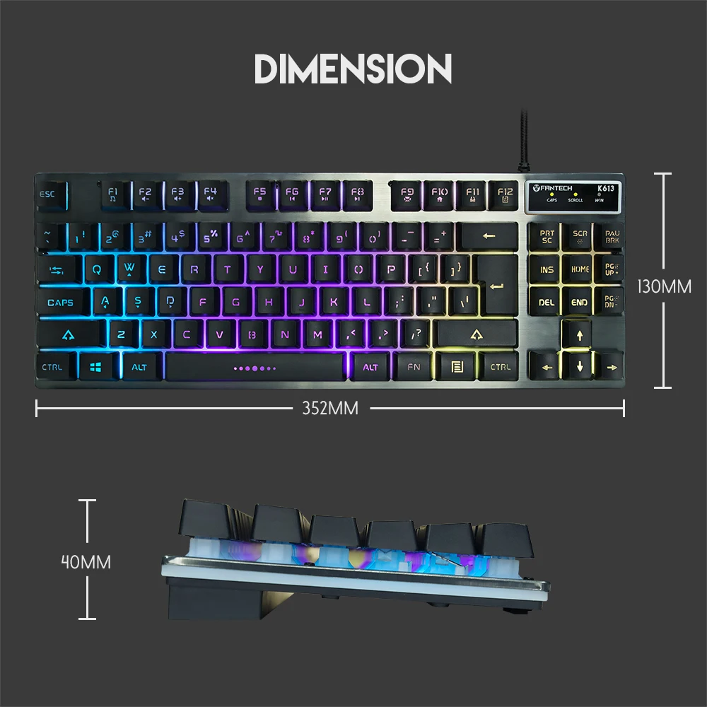 Профессиональная игровая клавиатура Fantech K613 USB светодиодный 87 клавиш проводная