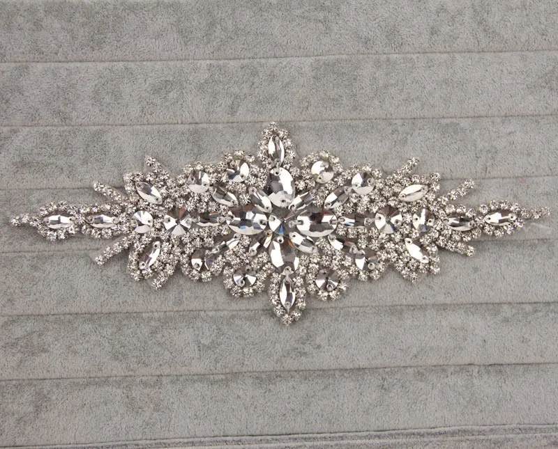 Модные Длинные Цветок Люкс отделка ясно кристалл горного хрусталя аппликация исправление для свадебный пояс Кушак аксессуар