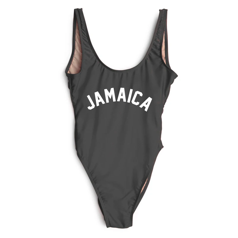 Сексуальный цельный купальный костюм новая Ямайка боди с буквенным принтом женский купальник красный Летний Пляжный купальный костюм для девочек женский купальный костюм