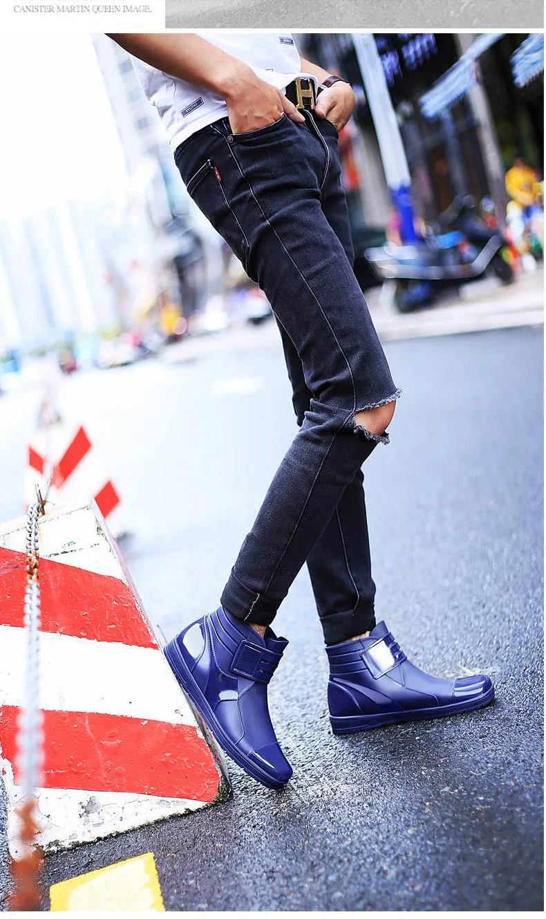 Dwayne 2018 Fashion PVC Waterproof RainBoots Waterproof Flat Shoes Men Black Rainboots Blue Rubber Ankle Boots Buckle Botas HTB1 hNvKgaTBuNjSszfq6xgfpXaZ - Dwayne 2018 Fashion PVC Waterproof RainBoots Waterproof Flat Shoes Men Black Rainboots Blue Rubber Ankle Boots Buckle Botas