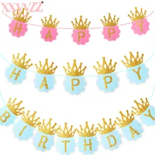 XXYYZZ корона синий розовый вечерние украшения счастливый плакат "с днем рождения" спрос среди детей шары для детей торт Топпер Единорог день рождения