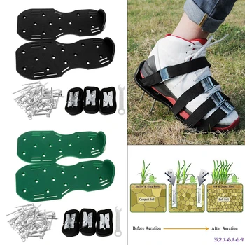 

A Pair Lawn Aerator Shoes Sandals Grass Spikes Nail Cultivator Yard Garden Tool