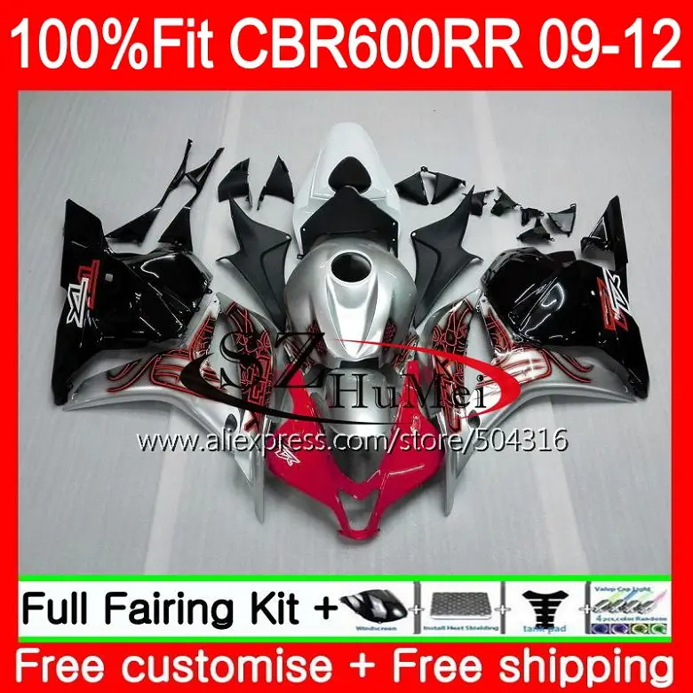 

Injection For HONDA CBR600RR CBR 600RR 600F5 Red silvery 53SH23 CBR 600 RR F5 09 10 11 12 CBR600 RR 2009 2010 2011 2012 Fairing