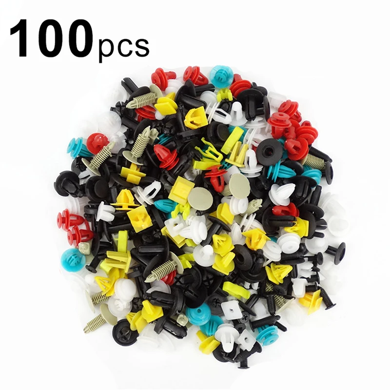 

100Pcs Universal Mixed Auto Fastener Car Bumper Clips Retainer Car Fastener Rivet Door Panel Fender Liner