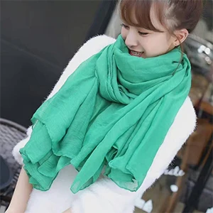 XIYUAN брендовый шарф из хлопка и льна для женщин, серый/белый/однотонный цвет, теплые осенние женские длинные шарфы, женский шарф, женские шали - Цвет: Light Green