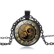 Винтажное Хрустальное круглое маленькое ожерелье с подвеской в виде дерева жизни, чакра, стеклянная подвеска, Женские Ювелирные изделия, ожерелье «чакра», унисекс, подарки