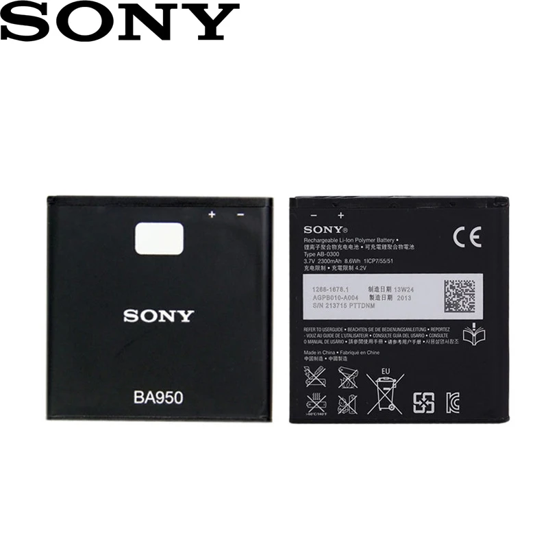 Sony 2300 мАч BA950 батарея для sony Xperia ZR SO-04E M36h C5502 C5503 AB-0300 настоящий телефон батарея высокого качества