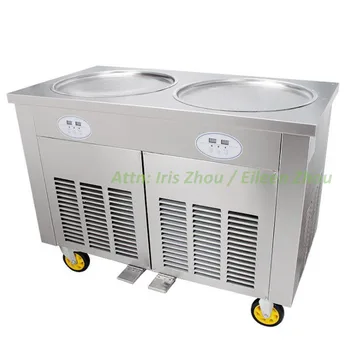 

CE approved RL-R02 double round pans fried ice cream machine 110V fried ice cream maker