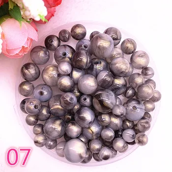

New 8 10 12 14mm Colour Gold Powder Round Acrylic Beads Spacer Loose Beads for Jewelry Making DIY Handmade Bracelet #07