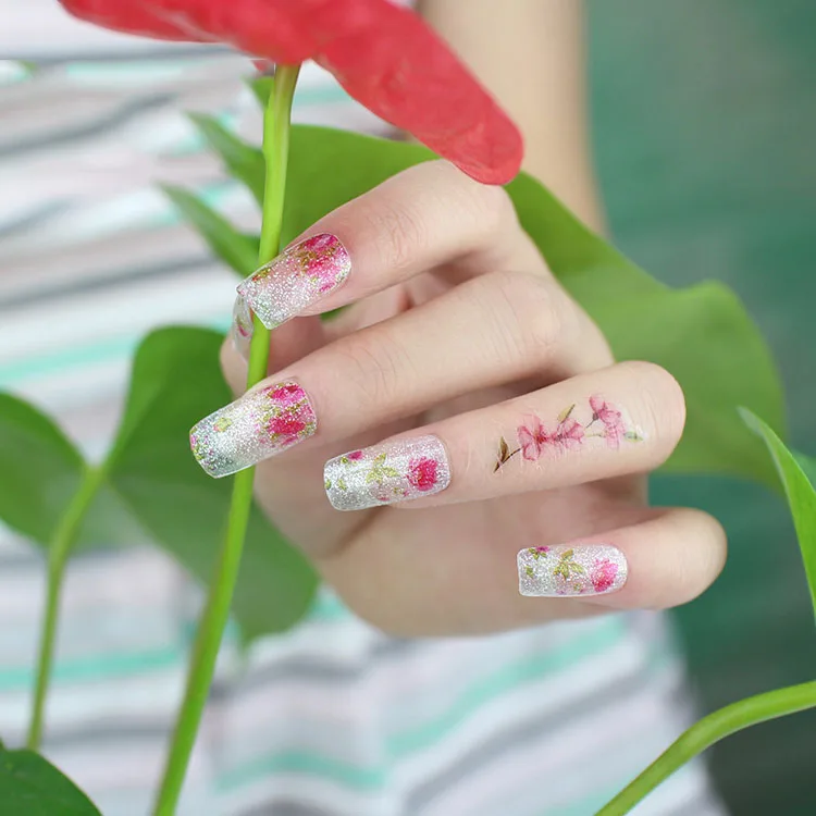 Цветные наклейки для дизайна ногтей с цветком, полностью покрытые красными, розовыми, желтыми розами, наклейки для украшения ногтей, блестящие наклейки RA003