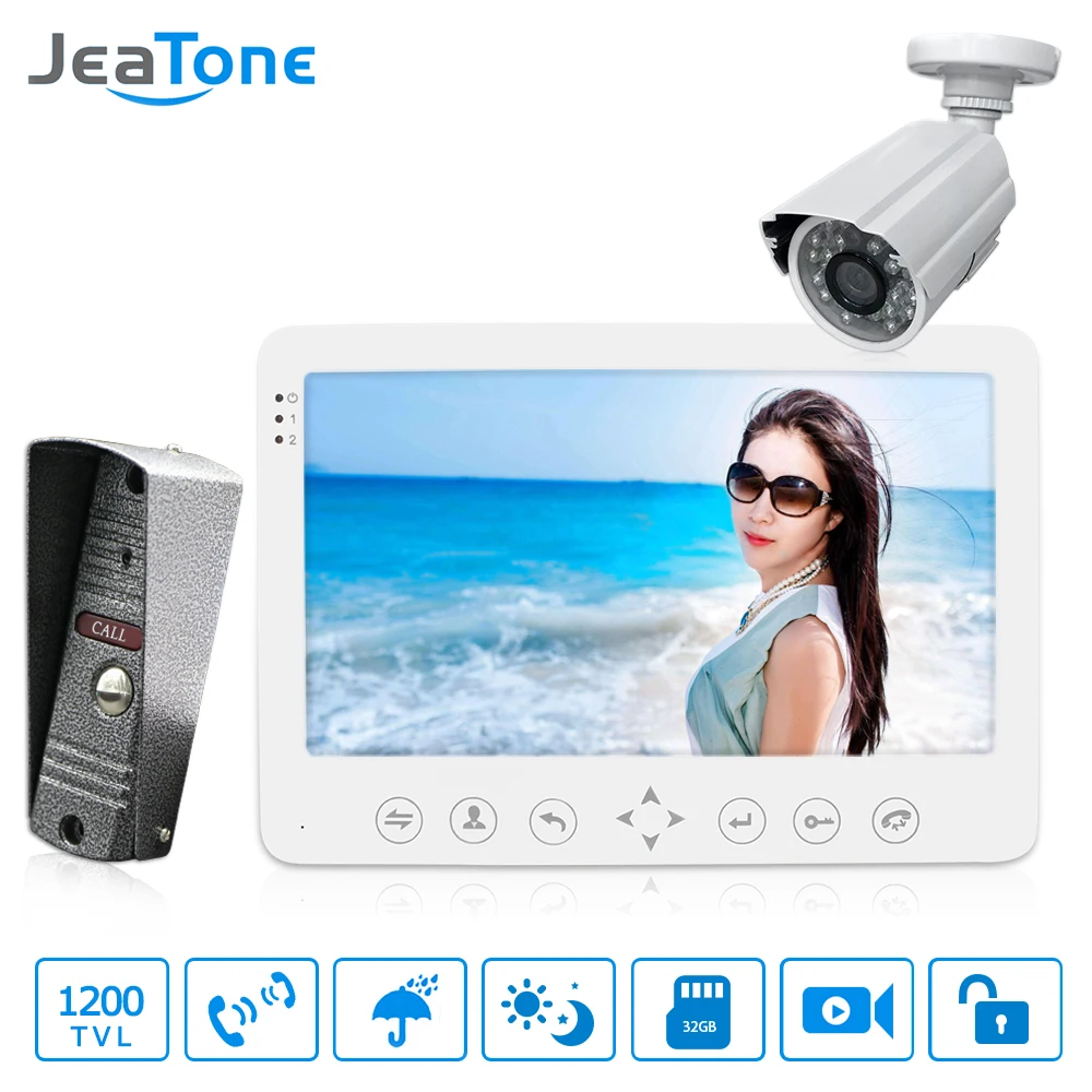 

Jeatone Video Intercom 7'' HD Wired Video Doorbell Monitor IR Night Vision motion sensor for Home Security+1200TVL camera