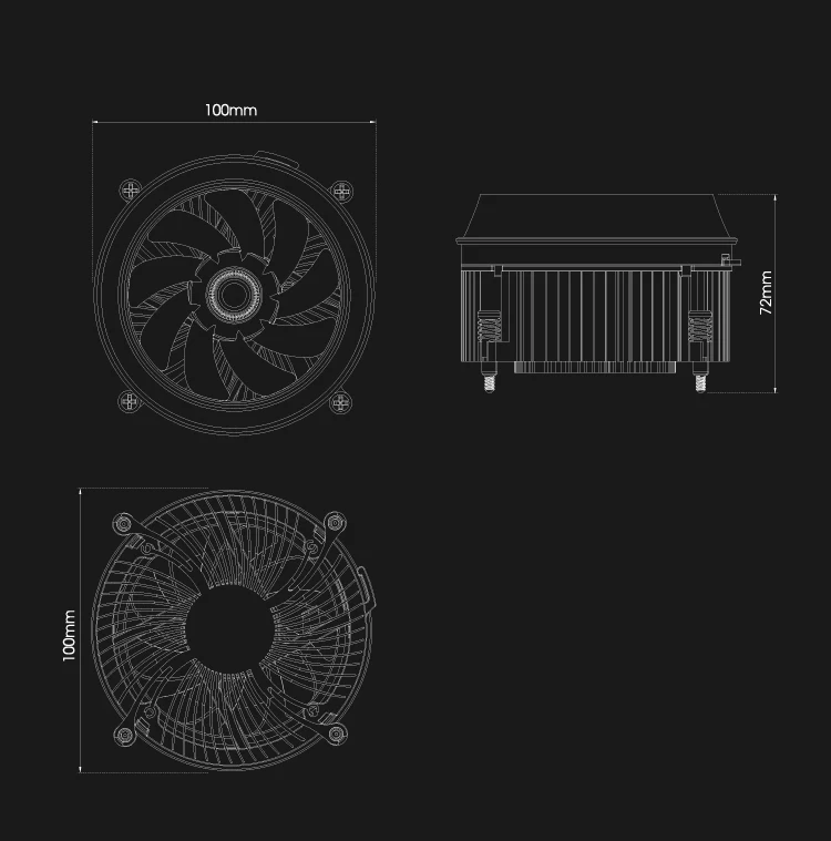 Aigo Shadow cpu RGB радиатор охлаждения кулер 100 мм 4Pin светодиодный RGB вентилятор Радиатор главный радиатор процессор кулер PC cpu вентилятор алюминий