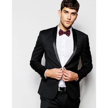 

Custom Made 2017 Mens Suits With Pants terno slim fitTuxedos Black Wedding Suits For Men Groomsmen Best Man Groom Suit Tuxedo